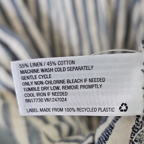 Universal Thread Navy White Linen Blend Milk maid Striped Puff Sleeve Dress XXL - Picture 12 of 14